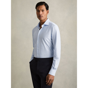 REISS VALDO Cotton Blend Cutaway Collar Striped Shirt